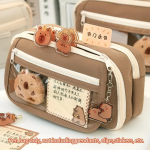 Kawaii l&auml;bipaistev pliiatsi&uuml;mbris, suure mahutavusega veekindel pliiatsikarp t&uuml;drukutele, kosmeetikakott, kirjatarbed, koolitarbed pruun