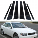 6 tk / komplekt auto samba post l&auml;ikiv klaver must BMW 7 seeria E65 E66 2001-2008 ukseakna vormimise katte kleebised