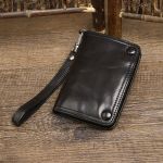 Retro Meeste K&auml;sitsi Valmistatud Vintage Ehtsast Nahast Vertikaalne Rahakott Personaliseeritud Trendikas Pealmise Kihi L&uuml;hike Lehma Nahast Rahakott 15.5cm