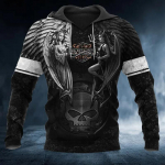 Kevad-s&uuml;gis meeste r&otilde;ivad Viking Hoodies Pusa 3D Prindiga Skull Angel Streetwear Vintage pikkade varrukatega meeste pullover jakid L