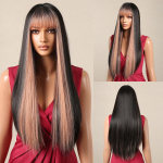 Must roosa esilet&otilde;stetud parukad naistele, pikkade sirgete s&uuml;nteetiliste juustega parukas Roosa v&auml;rvilised Cosplay Fiber v&otilde;ltsjuuksed peol kasutamiseks lolita