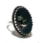Moss Agate Gemstone Handmade 925 Sterling Silver Jewelry Ring Size 9 g6b54