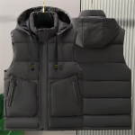 Talvised vestid Meestele Paks varrukateta jakk Kapuutsiga vestid Suurused 8XL Moodne vabaaja lapitehnika disainiga vest Meeste suured suurused 8XL 6XL hall