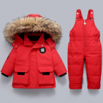 Lasteriiete komplekt Beebi talvesoojad sulejoped Parka poistele Paks kampsun imiku mantel V&auml;ikelapse t&uuml;drukute riided Laste lumekost&uuml;&uuml;m 110cm punane