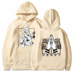 Jujutsu Kaisen Ryomen Sukuna tr&uuml;kitud kapuuts s&uuml;gisfliis mood Anime Graafiline fliis pikkade varrukatega meeste vabaaja ja hubane pullover S khaki