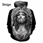Kristlikud Mehed Naiste Mood mustad kapuutsid Cross Jesus 3D tr&uuml;kitud kapuutsiga dressipluus Unisex mood pikkade varrukatega t&auml;navar&otilde;ivaste topid 2XL