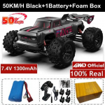 Uus 4WD RC auto 4x4 maastikus&otilde;idu driftiv&otilde;idus&otilde;iduautod 50/70KM/h super harjadeta suure kiirusega raadio veekindel veoauto puldiga m&auml;nguasi lastele 1 battery must