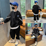 Poistele kevadine spordi&uuml;likond uus keskmine ja vanemad poistele kampsun dressip&uuml;ksid kevad- ja s&uuml;gismudelid vabaaja tide lasteriiete kaheosaline komplekt 120cm