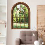 Faux Window Wall Kleebis Kleebis Rohelised Taimed Maastik Eemaldatav elutuba PVC tapeet jaoks