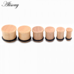 Alisouy 2TK silindriga naturaalsest puidust k&otilde;rvatroppide tunnelk&otilde;rvar&otilde;ngad, kanderaamid, laiendaja, liha spiraal, p&otilde;letatud augustamine keha ehted 6mm