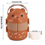 Virnastatav Bento karp Joonisfilm Prillikaru Bento karp lastele 1600ml Kahekihiline l&otilde;unakarp lusikaga Mikrolaineahjus ja k&uuml;lmkapis kasutatav roosa