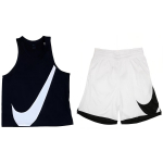 Nike Suure Logoga Spordis&auml;rg ja L&uuml;hikeste P&uuml;kste Komplekt Meestele Aktiivriided Must Valge DH7133-013+DH6764-100 S
