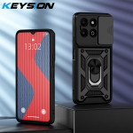 KEYSION p&otilde;rutuskindel soomus&uuml;mbris HONOR X6b liugkaamera objektiivi kaitser&otilde;nga statiivile telefoni tagakaas Huawei Honor X6b jaoks for Honor X6b punane