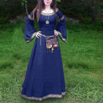 Naiste keskaegne kleit Renaissance Fit Ebaregulaarsete pikkade varrukatega Cosplay Maxi kleit L sinine