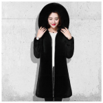 Naiste keskmine ja pikk mantel, uus Korea versioon, talvine kasukas S must