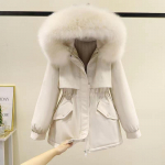 Naiste keskmise pikkusega talveparka - Liibuv, Korea stiilis, pluss samet, puuvillajakk, stiilne t&ouml;&ouml;jakk M