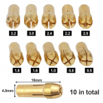 10-11 tk/partii minipuur-messingist tsang 0,5-3,2 mm messingist ja tarvikukomplekti mutriga. 10pcs 4.8mm set