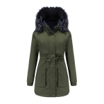 Naiste talvine &uuml;mberp&ouml;&ouml;ratav &uuml;hev&auml;rviline pikkade varrukatega pingutusn&ouml;&ouml;r karusnahast krae eemaldatav m&uuml;ts tepitud Parka M-3XL M