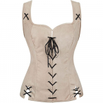 Naiste pitsitud vest Renaissance Vinatge Square Kaelusega Varrukateta Keskaegne Slim Fit Solid Top Halloween Cosplay Top XS beež