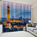 Kohandatud kardinate muster Elutuba Linna &ouml;&ouml;vaade 3D-fotode printimine 2-osalised p&auml;ikesevarjukardinad ruumi kaunistamiseks kardinad 100W160H(CM)40x63in&Hook