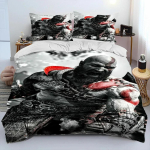 M&auml;ng God of War Kratos Voodipesukomplekt Tekikott Voodikomplekt Tekikate Padjap&uuml;&uuml;r Tekk Kuninga- ja Kuninganna suuruses Poiste ja T&auml;iskasvanute Voodipesukomplekt EU Single 135x200cm gray