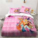 Kawaii Anime Winx Voodipesu Komplekt Voodi Kolmeosaline &Uuml;he- Kahekohaline King Size Voodipesu Komplekt T&auml;iskasvanu Laste Magamistoa Tekikoti Komplekt Laste Kingitus EU Twin 135x200cm