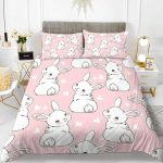 J&auml;nese Tekikoti Komplekt Multifilm Loomade Teema 3D Tr&uuml;kk Kawaii Armas Roosa King Queen Suurus Lastele T&uuml;drukutele Naistele Pol&uuml;ester Voodipesukomplekt (as the picture-11342-)-EU Single 135x200cm