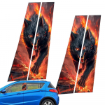 Autokeskuse samba kleebis Autokeskuse veeru kleebis Leekidest haaratud must hunt k&uuml;ljeukse akna katte akna samba postid