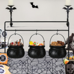 6 tk Mini pada Uudsed kommide veekeetjad Halloweeni mustad pajad N&otilde;ustaja purk ja kauss Witches Pot Party Favors lauaekraan
