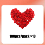 Romantic decoration, red heart-shaped balloons, heart-shaped hanging rope, rose petals, perfect for Valentine's Day, anniversary Other