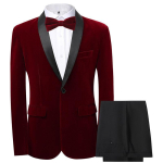 Meeste Kitsa L&otilde;ikega Korea Pulma- ja &Auml;rikasutusse Sobiv Kolmeosaline &Uuml;likond 3XL top + 33 pants + bow tie burgundiapunane