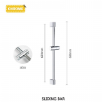 Seinale paigaldatav du&scaron;ikomplekt koos ABS k&auml;eshoitava du&scaron;ipeaga roostevabast terasest voolikuga, reguleeritava du&scaron;ialuse liuguriga vannitoatarvikud