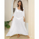 Naiste kleidid Naiste &uuml;hev&auml;rviline lahtise kattega s&auml;rk Rannapuhkuse l&otilde;hestatud p&otilde;randapikkusega kleidid M valge