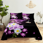 Lilla Voodipesukomplekt Voodilina Voodipesu Padjap&uuml;&uuml;r Queen King Suurus Lavendel Liblikas Magamistoa jaoks Pehme Twin Full &Uuml;hekordne Kahekordne 110x230cm 2pcs
