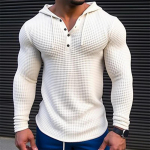 Kevad-s&uuml;gis kapuutsiga T-s&auml;rk Meeste pikkade varrukatega &uuml;hev&auml;rviline Slim Fit Sporditopsid Mood hingav vabaaja T-s&auml;rk Meeste V-kaelusega T-s&auml;rk XXXL valge