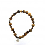 Pierres et Min&eacute;raux. Bracelet Oeil de Tigre d'Afrique du Sud + Perles Oeil de Tigre 8 mm. Fabriqu&eacute; en France.