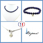 Pierres et Min&eacute;raux. Parure bijoux Bracelet Collier perles Lapis Lazuli 8 mm. Chaine en Taille personnalisable.