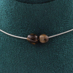 Pierres et Min&eacute;raux. Collier 2 perles Bronzite du Br&eacute;sil. Chaine en acier inoxydable Collier femmes, hommes. Taille personnalisable.