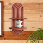2 Tier Wooden Floating Shelves for Wall Display in Home Bathroom Wood