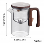 520/720 ml klaasist teekann koos infusiooniseadmega Magnetimuriga teekann Puidust k&auml;epidemega teeeraldusfiltriga klaasist veekeetja