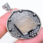 Golden Rutile Handmade 925 Sterling Silver Jewelry Pendant 2.01 i2h02