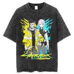 Cyberpunk Edgerunners Hip Hop Pesitud T-s&auml;rk Naistele Unisex Streetwear M kollane/must