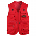 Mitmetaskuline meeste kevad-s&uuml;gis nelja hooaja vest vabaaja vest meeste vabaaja v&auml;li mitme taskuga kalastusfotograafia vest t&ouml;&ouml;riiete vest 3XL punane