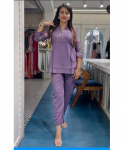 Naiste disainerpuuvillane co-ord komplekt peokleit disainer Bollywoodi top tuunika kurti p&uuml;ksikomplekt kleit M lilla