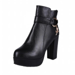 2024 Naiste Mood Ankle Boots Uued Soojad Sametised Paksude Kontsad Kingad Lumekingad Mugavus Pehme Nahk Puuvillased Kingad 32 must