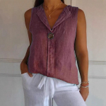 Women's Shirts Fashion Fake Cardigan V-neck Cotton Linen Sleeveless Casual Shirt Tops 2XL