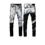 RogueWave Uued teksad Meeste Mood Ameerika Streetwear Retro Pesu Sinine Valge Auk Madal V&ouml;&ouml;koht Venivad Skinny Teksad 34 gray