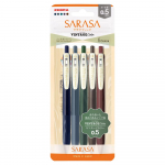 Zebra Sarasa Clip geelpliiats 0,5 mm Vintage v&auml;rvid 5 v&auml;rvi komplekt N JJ15-5C-VI-N