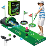 Laste m&auml;ngukolfiklubi komplekt LED-iga automaatse pallitagastusega, golfi putitamismatt v&auml;ikelaste minigolfim&auml;nguks, spordikingitus 3+ poistele ja t&uuml;drukutele