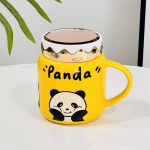 Peegliga keraamiline tass kaanega, armas multifilmipanda kruus, majapidamise veetass, kingitus, suveniirtass, k&otilde;rge v&auml;limusega 350ML